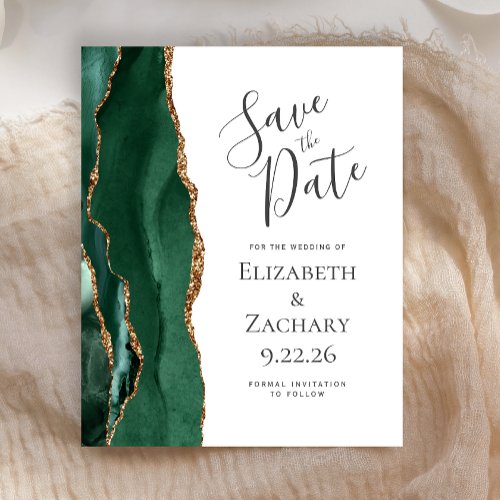 Budget Emerald Green Gold Agate Save the Date