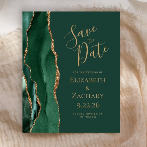 Budget Emerald Green Gold Agate Save the Date