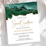 Budget Emerald Green Gold Agate Sweet 16 Invite<br><div class="desc">This trendy Sweet Sixteen birthday invitation features a watercolor image of an agate geode in shades of emerald green with faux gold highlights. The words "Sweet Sixteen" appear in faux gold glitter in decorative modern handwriting font. Customize it with the name of the honoree in gold colored text and the...</div>