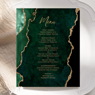 Budget Emerald Green Gold Agate Wedding Menu