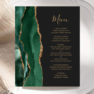Budget Emerald Green Gold Dark Wedding Menu