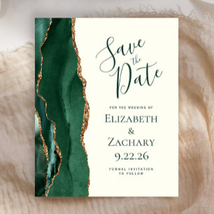 Budget Emerald Green Gold Ivory Save the Date