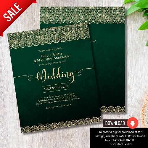 BUDGET Emerald Green Gold Lace Rustic Wedding