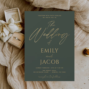 Budget Emerald Green Gold Wedding Typography