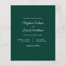 Budget Emerald Green Modern Wedding Invitation