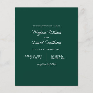 Budget Emerald Green Modern Wedding Invitation