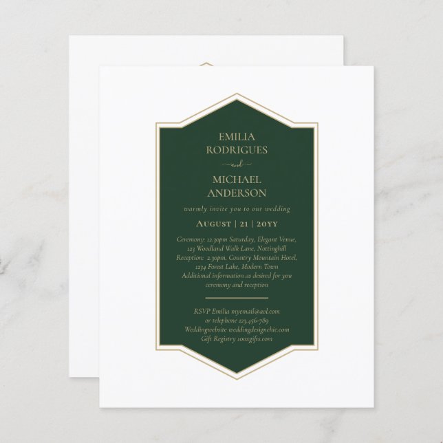 BUDGET Emerald Green Monochrome Text  (Front/Back)