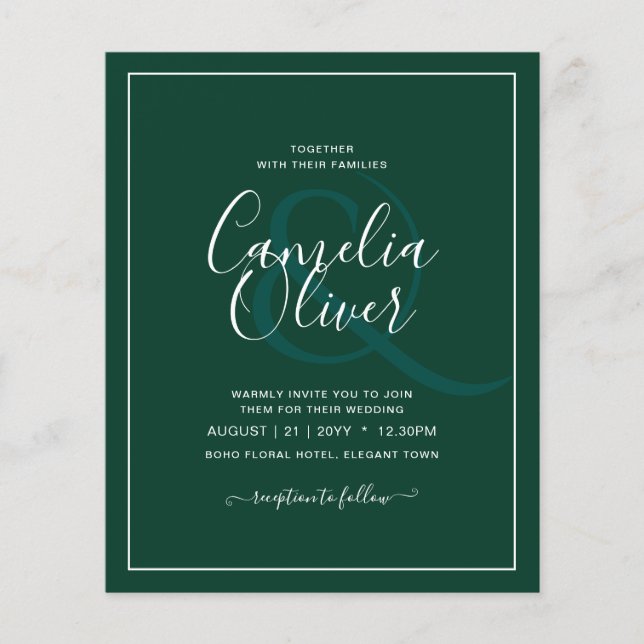 BUDGET Emerald Green Monochrome Text  Flyer (Front)