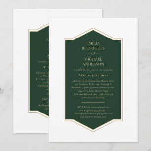 BUDGET Emerald Green Monochrome Text  Invitation
