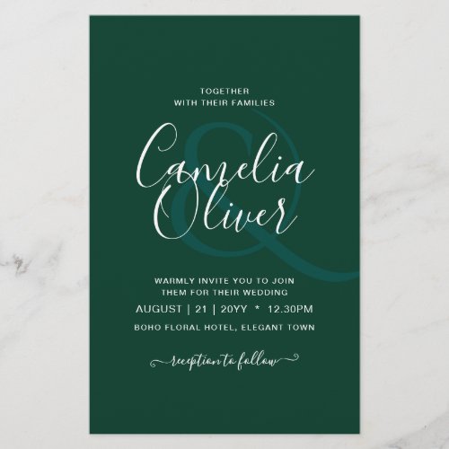 BUDGET Emerald Green Monochrome Wedding Flyer