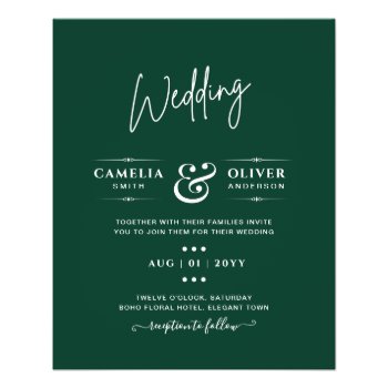 BUDGET Emerald Green Monochrome Wedding Flyer
