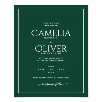 BUDGET  Emerald Green MONOCHROME Wedding Flyer