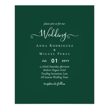 BUDGET Emerald Green Monochrome Wedding Flyer