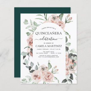 Budget Emerald Green Quinceañera Floral