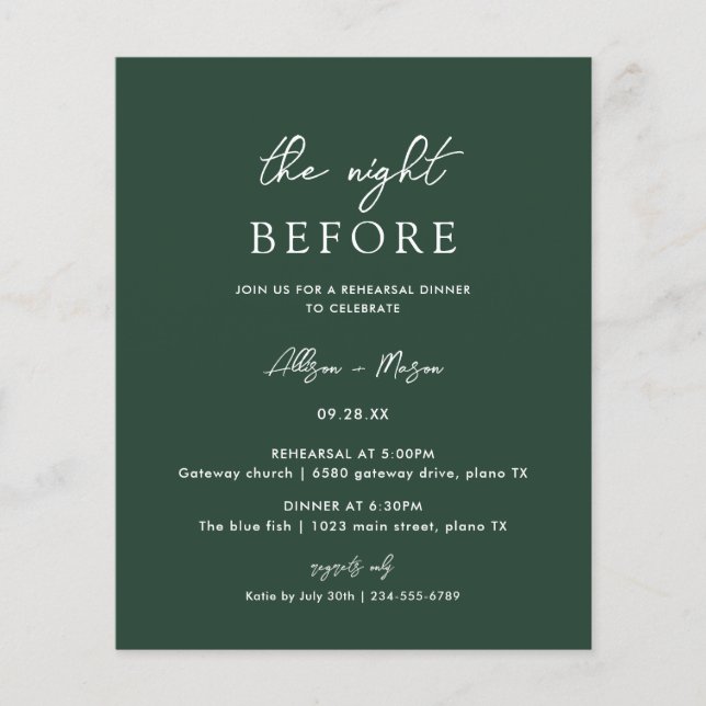 Budget Emerald Green Rehearsal Dinner (Front)