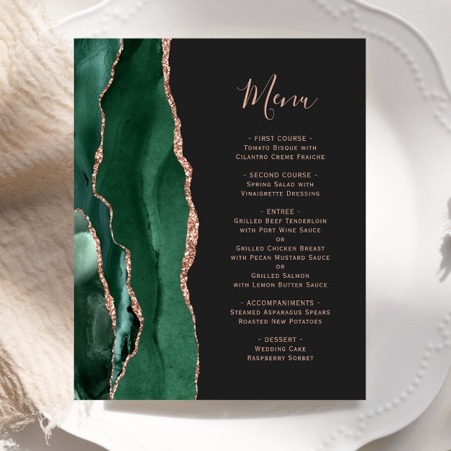 Budget Emerald Green Rose Gold Agate Dark Wedding (Creator Uploaded)