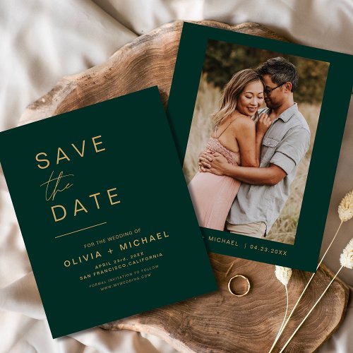 Budget Emerald Green Save the Date Elegant Photo Flyer