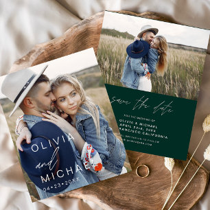 Budget Emerald Green Save the Date Photo Flyer
