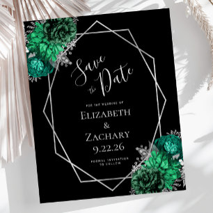 Budget Emerald Green Silver Floral Black Wedding