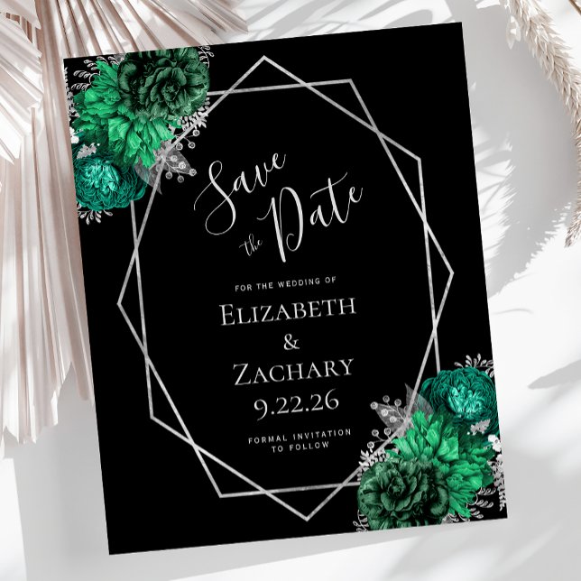 Budget Emerald Green Silver Floral Black Wedding (Creator Uploaded)