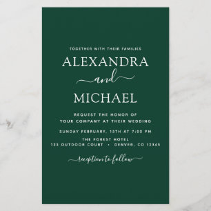 Budget Emerald Green Wedding Modern Typography
