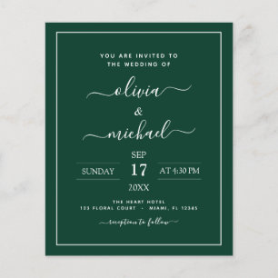 Budget Emerald Green Wedding Modern Typography
