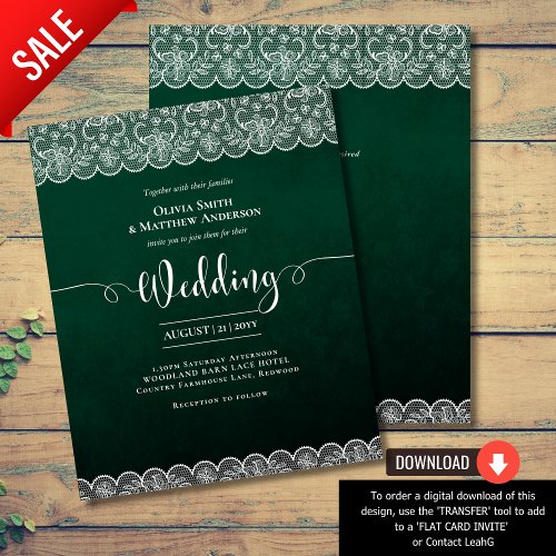 BUDGET Emerald Green White Lace Rustic Wedding