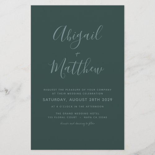 Budget Emerald Modern Photo Wedding Invitation   Flyer