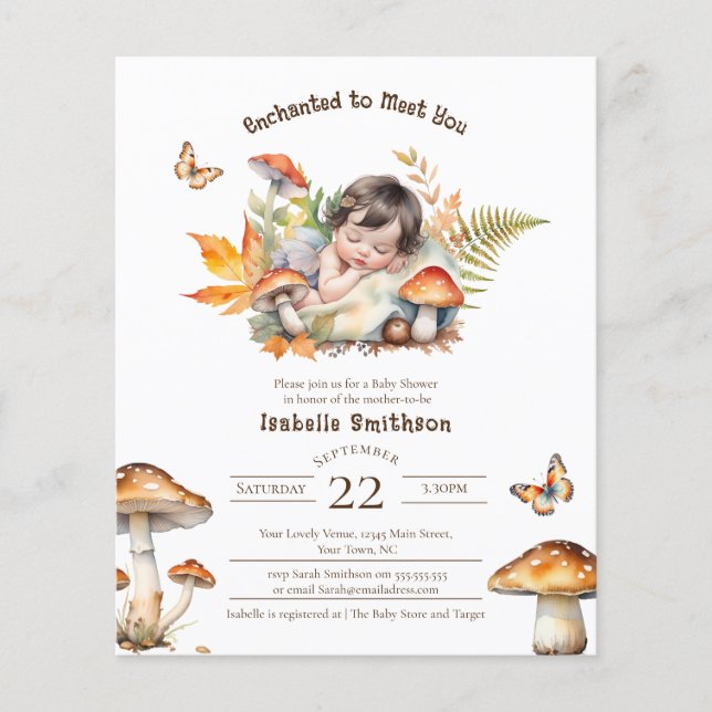 Budget Enchanted Fairy Fall Woodland Baby Shower  (Front)