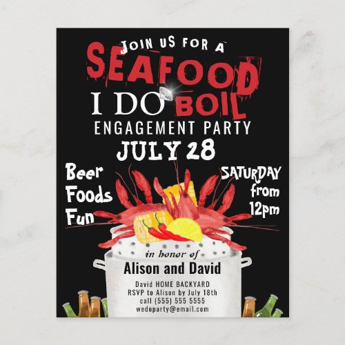 BUDGET Engagement 4 Photo Seafood Party Invitation