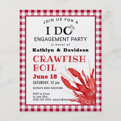 BUDGET Engagement Photo Crawfish Party Invitation Flyer