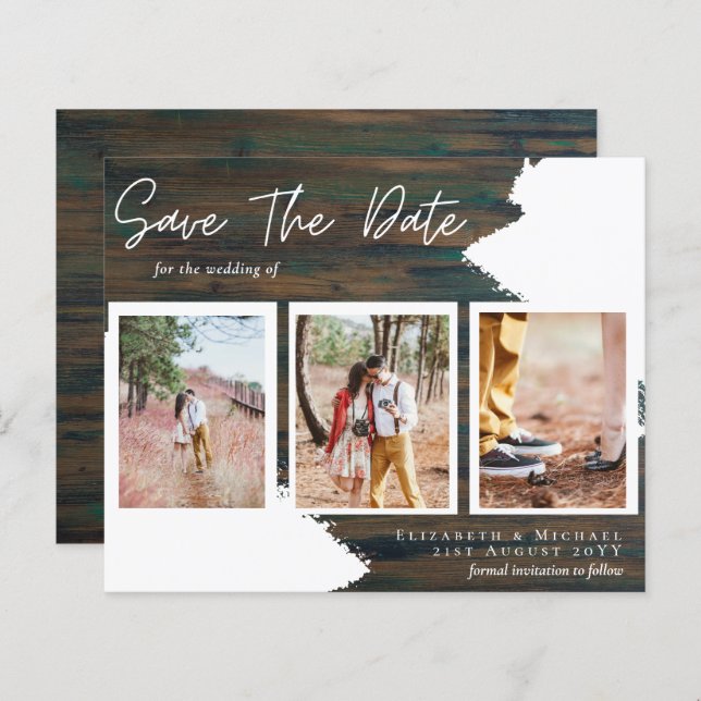 BUDGET Engagement Photo RUSTIC SAVE the DATE  (Front/Back)