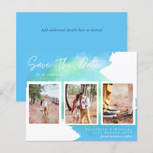 BUDGET Engagement Photo Sky Blue SAVE DATE  (Front/Back)