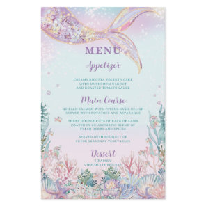 Budget Ethereal Mermaid Under the Sea Menu Sheet