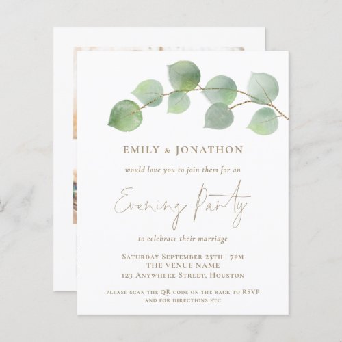 BUDGET Eucalyptus 3 photo QR Evening Party Invite