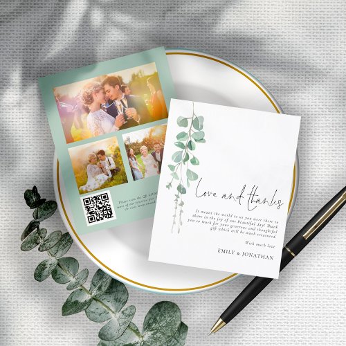 BUDGET Eucalyptus 3 photo QR Wedding Thank You