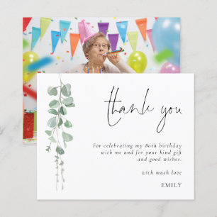 Budget Eucalyptus 80th birthday Photo Thank You