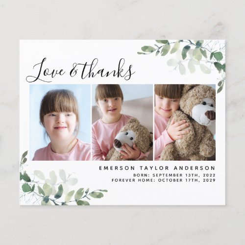 Budget Eucalyptus Adoption Thank You Card