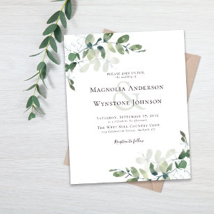 BUDGET Eucalyptus Ampersand Wedding Invitation Flyer