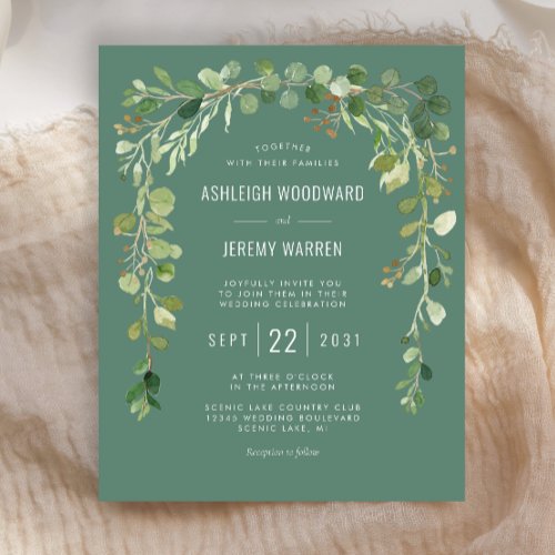  Budget Eucalyptus Arch Wedding Invitation