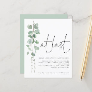 Budget Eucalyptus At Last Engagement Party Invite
