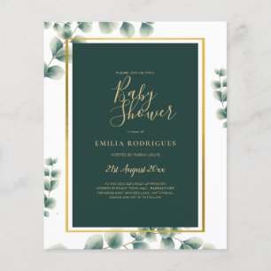 BUDGET Eucalyptus BABY SHOWER GOLD QR CODE INVITE  Flyer