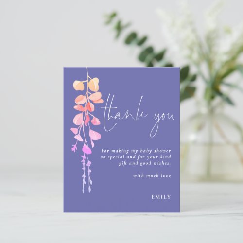 Budget Eucalyptus Baby Shower Periwinkle Thank You