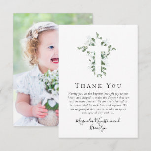 BUDGET Eucalyptus Baptism Thank You Note  Card