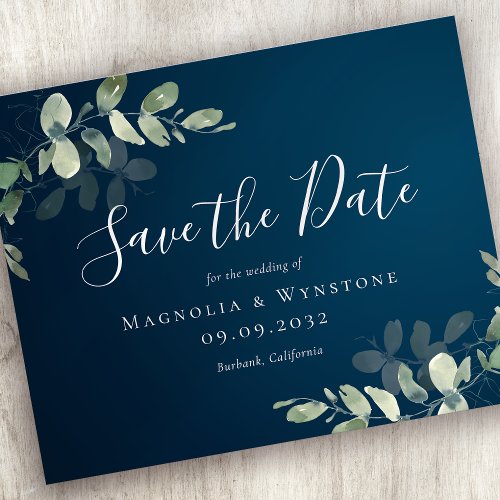 BUDGET Eucalyptus Blue Wedding Save The Date