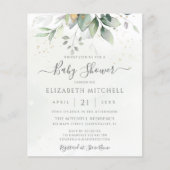 Budget Eucalyptus Botanical Baby Shower Invitation (Front)