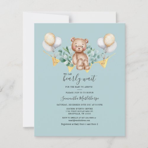 Budget Eucalyptus Botanical Baby Shower Invitation