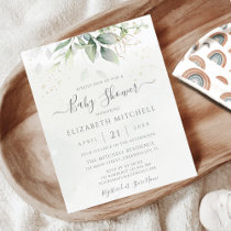 Budget Eucalyptus Botanical Baby Shower Invitation