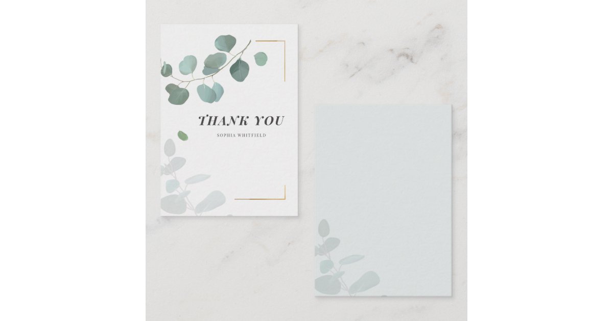 Budget Eucalyptus Botanical Greenery Thank You Note Card | Zazzle