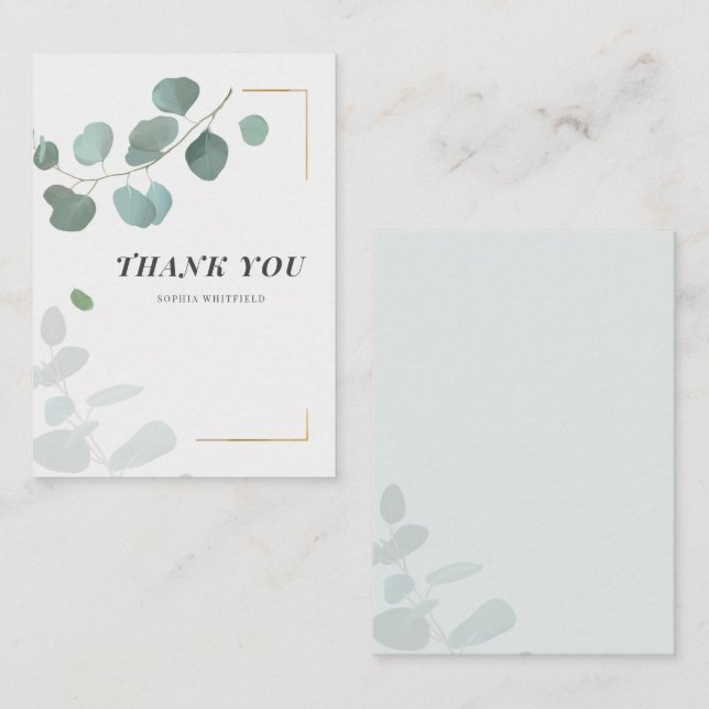 Budget Eucalyptus Botanical Greenery Thank You Note Card (Front/Back)